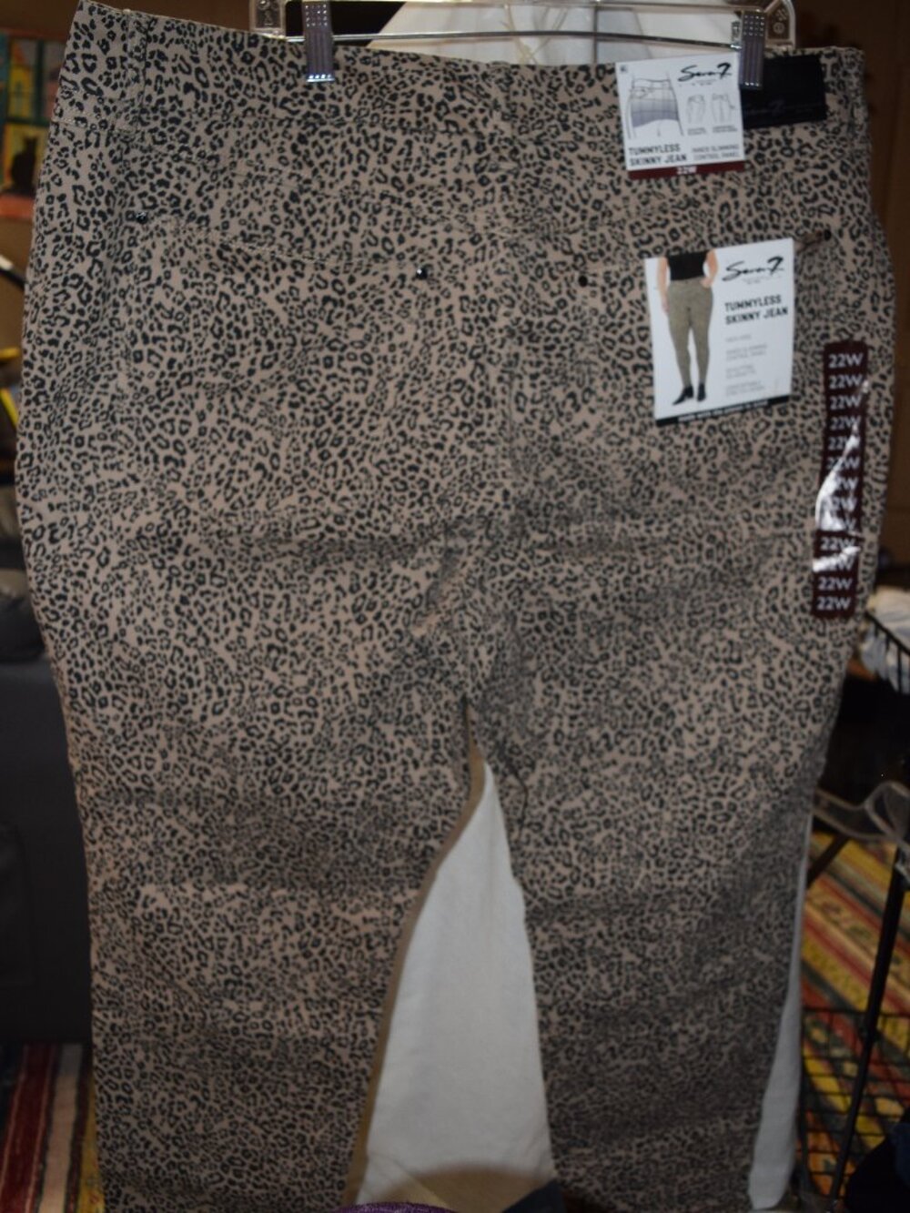 Seven7 Tummyless Skinny Jeans 22W Leopard Print High Rise Slimming Stretch Denim